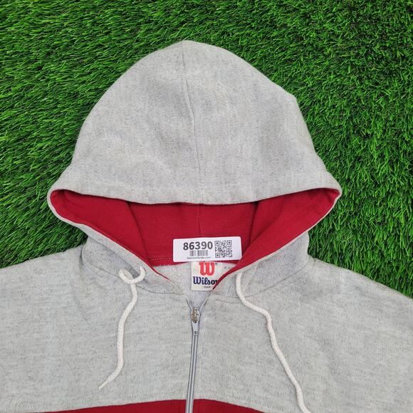 Vintage 90s Wilson Hooded Fleece Vest Women Large 22x23 Black Gray - Picture 8 of 12